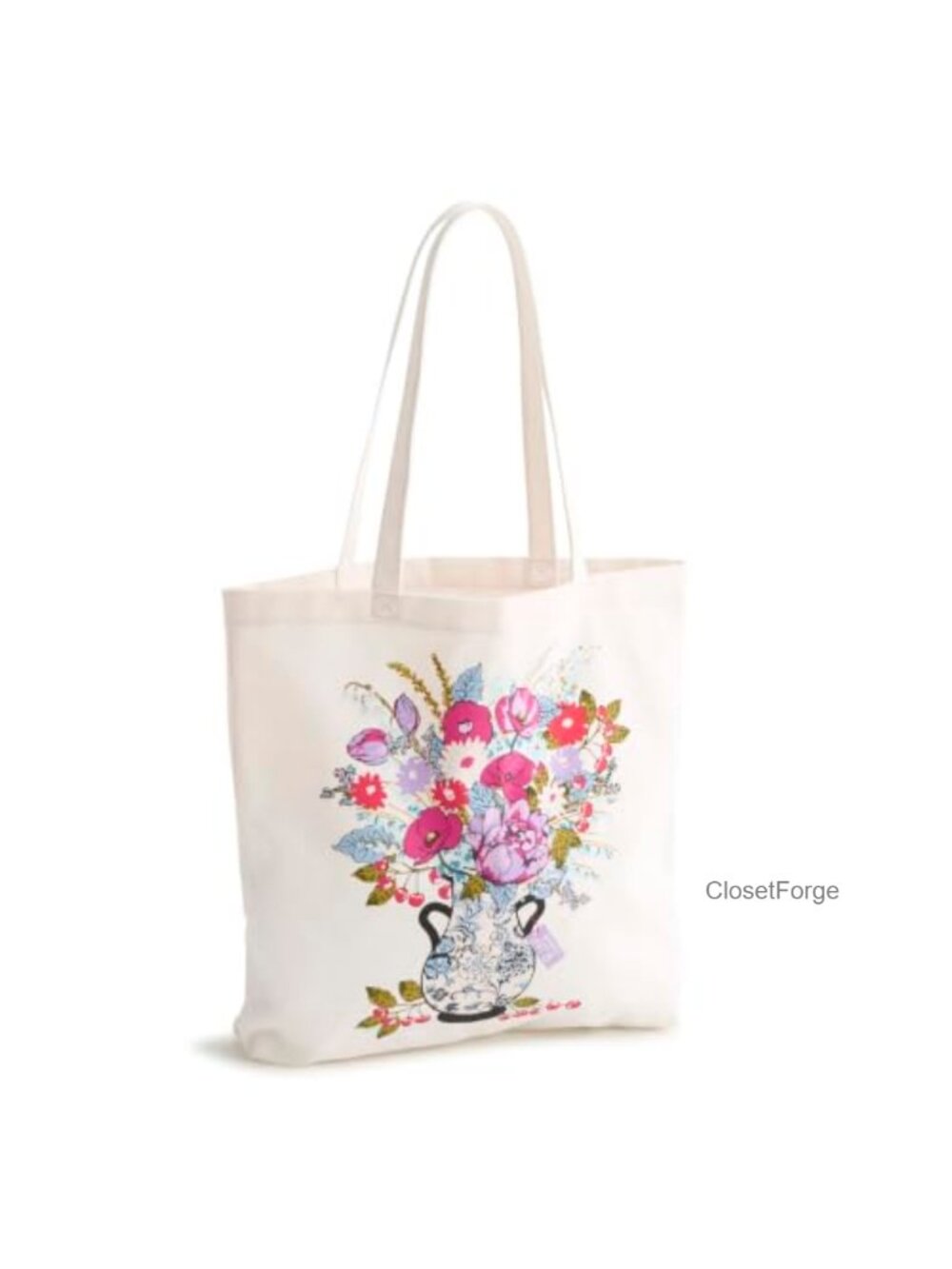 Cotton Tote Bag with Zipper Closure for Everyday Use, 15 x 16 x 2